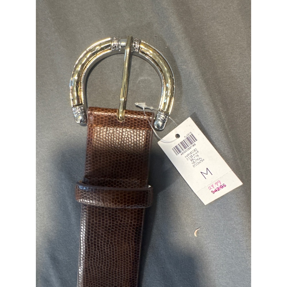 Chico's Belt Womens M Harnessed 1 Dize Hi Hip Brown Lizard Embossed NWT